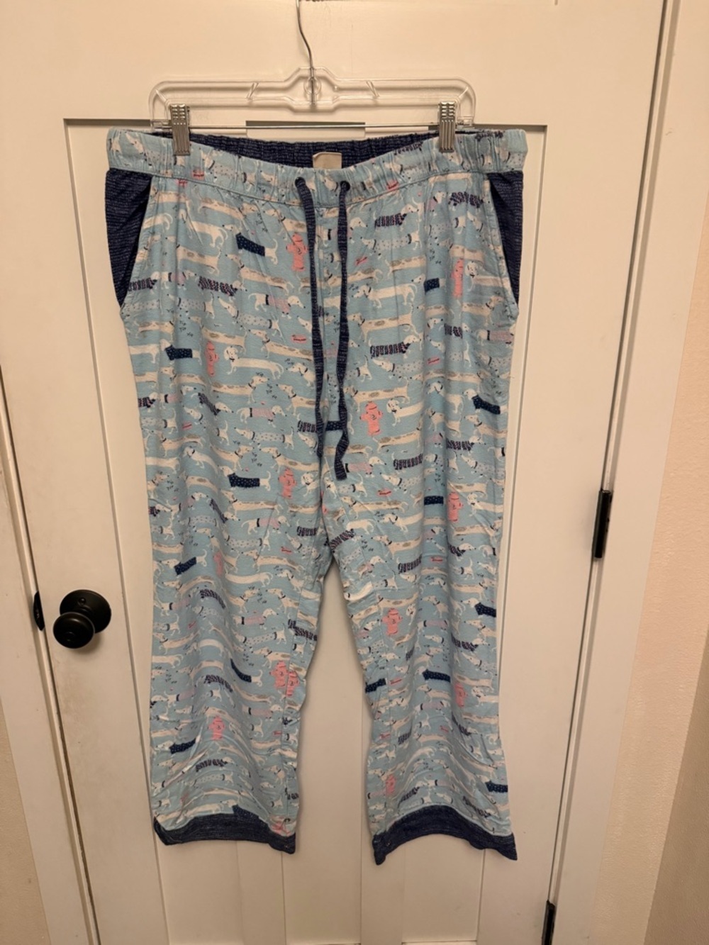 Munki Munki Womens 2 Piece Flannel Classic Pajama Set Light Blue Dog XL - Picture 3 of 10